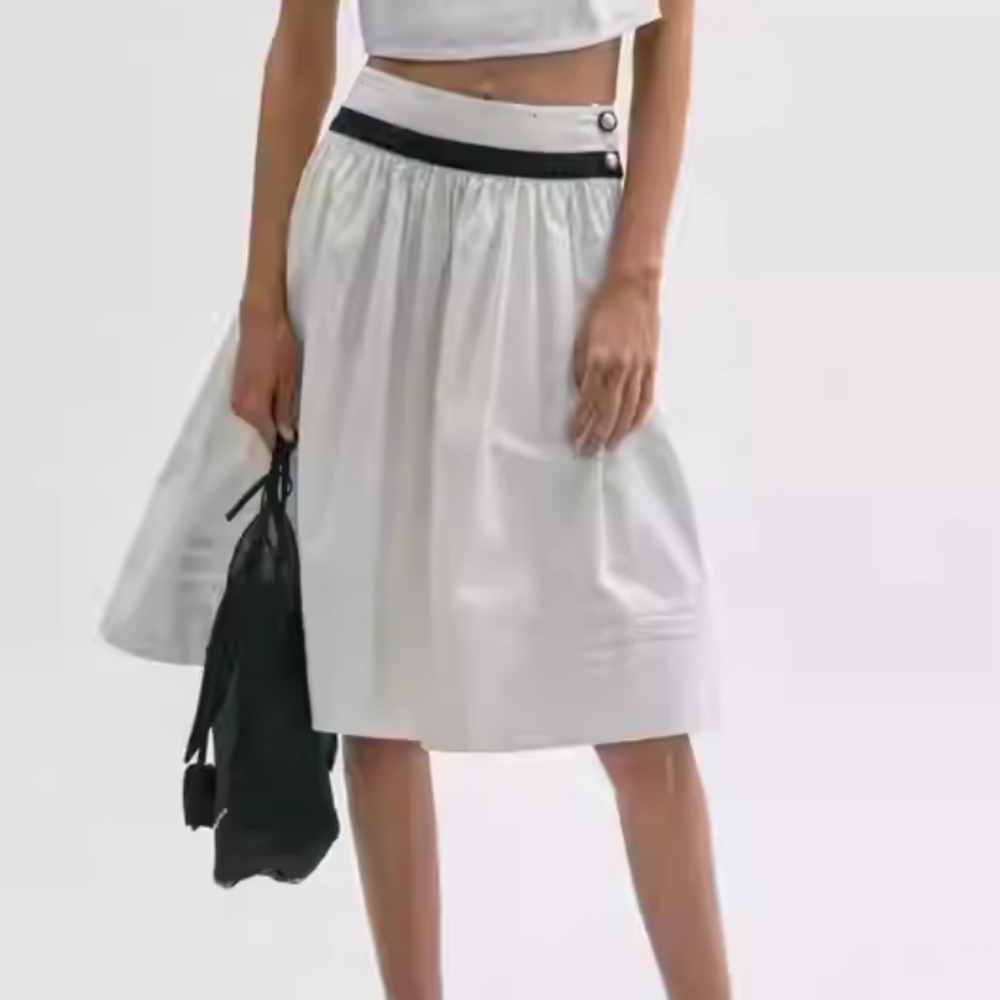 Marchen Speckled Full Skirt In Cream & Navy Size Medium